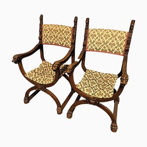 Renaissance Style Armchairs in Walnut, Set of 2-HLV-1797856