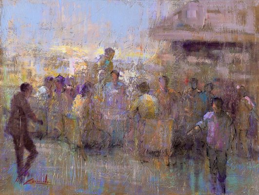 Renato Criscuolo, Al Bar di Capri, Oil on Canvas-VHF-912334