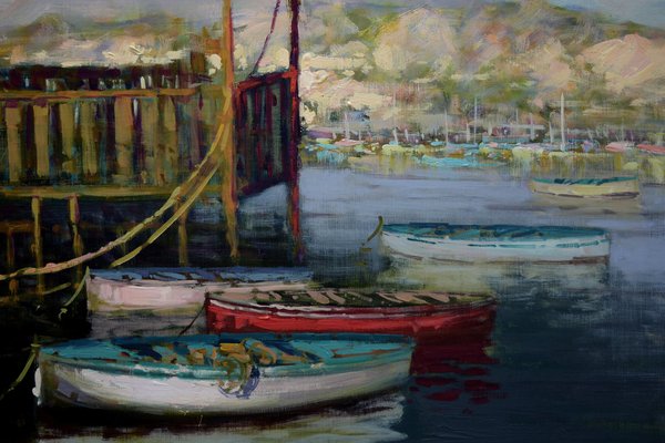 Renato Criscuolo, Barche a Sorrento, Oil on Canvas-VHF-1049420