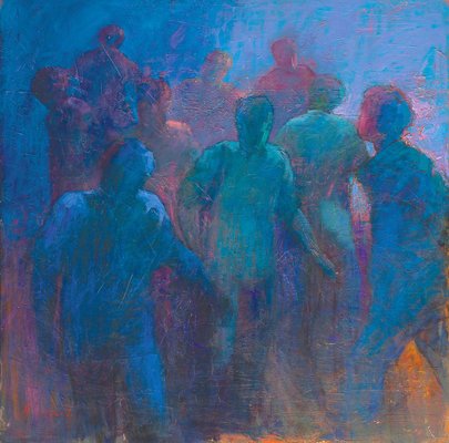 Renato Criscuolo, Crowd, Oil on Canvas-VHF-912350