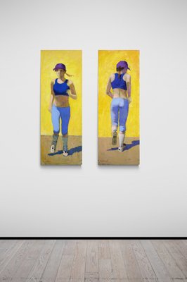 Renato Criscuolo, Jogging/Return Jogging, Italy, Late 2000s, Oil on Canvas, Set of 2-VHF-1286412