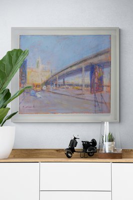 Renato Criscuolo, Urban Landscape, Original Oil on Canvas, Framed-VHF-1256264