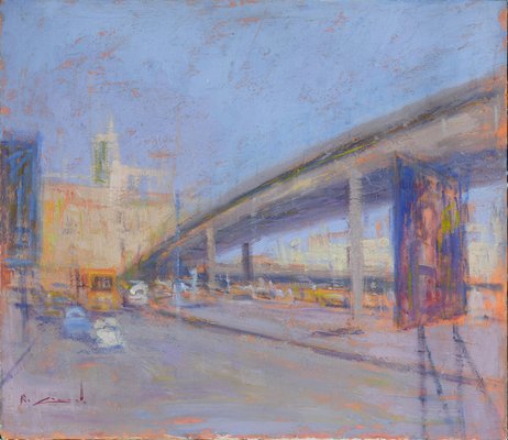 Renato Criscuolo, Urban Landscape, Original Oil on Canvas, Framed-VHF-1256264