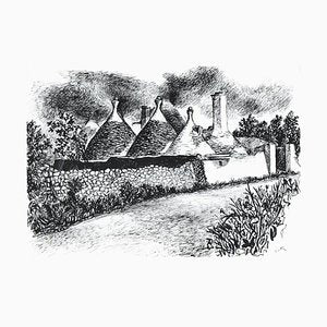 Renato Guttuso, Trulli in Alberobello, Ink Drawing, 1978-9-ZCI-1762336