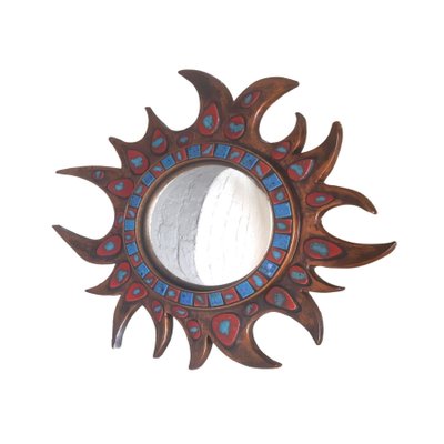 Resin and Ceramic Sunburst Mirror, 1950s-ES-683845