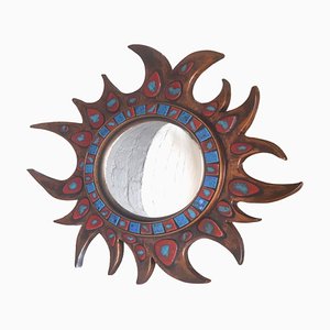 Resin and Ceramic Sunburst Mirror, 1950s-ES-683845