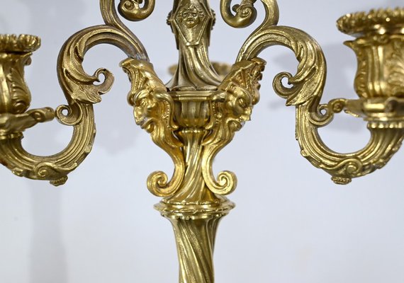 Restauration Gilded Bronze Candelabras, Early 19th Century, Set of 2-RVK-1764708