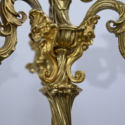 Restauration Gilded Bronze Candelabras, Early 19th Century, Set of 2-RVK-1764708