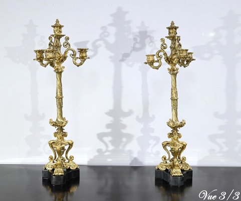 Restauration Gilded Bronze Candelabras, Early 19th Century, Set of 2-RVK-1764708