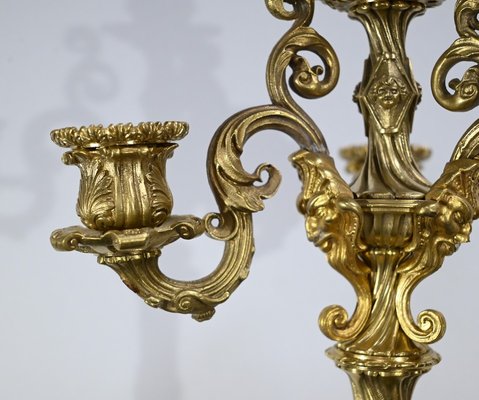 Restauration Gilded Bronze Candelabras, Early 19th Century, Set of 2-RVK-1764708