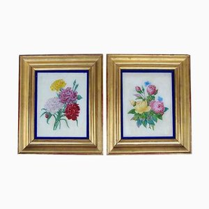 Restauration Style Reverse Glass Paintings, Late 19th Century, Set of 2-CEJ-626741