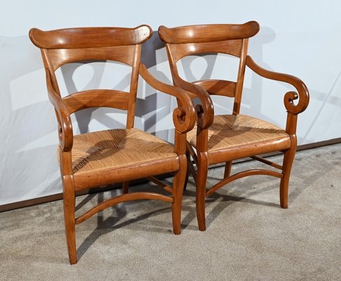 Restoration Period Property Armchairs in Cherrywood, Early 19th Century, Set of 2-RVK-1751757