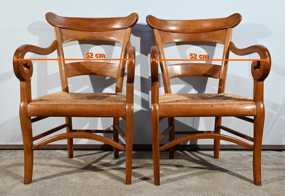 Restoration Period Property Armchairs in Cherrywood, Early 19th Century, Set of 2-RVK-1751757