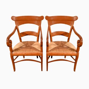 Restoration Period Property Armchairs in Cherrywood, Early 19th Century, Set of 2-RVK-1751757