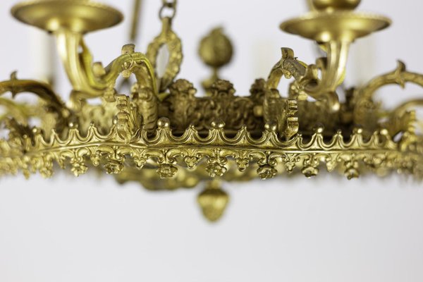 Restoration Style Chandelier in Gilt Metal and Bronze, 1880s-CEJ-690089