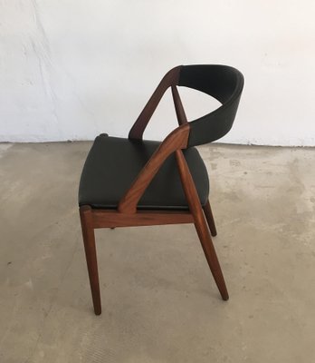 Restored Dining Chairs in Teak and Black Leather by Kai Kristiansen for Andersen Møbelfabrik, 1960s-VVO-1974047