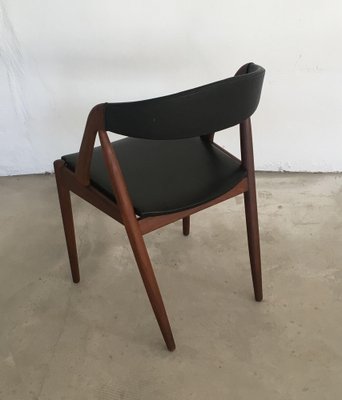 Restored Dining Chairs in Teak and Black Leather by Kai Kristiansen for Andersen Møbelfabrik, 1960s-VVO-1974047