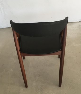 Restored Dining Chairs in Teak and Black Leather by Kai Kristiansen for Andersen Møbelfabrik, 1960s-VVO-1974047