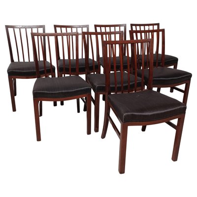 Restored Mahogany Dining Chairs with Horse Hair Upholstery, 1950s, Set of 8-VVO-1999549