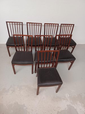 Restored Mahogany Dining Chairs with Horse Hair Upholstery, 1950s, Set of 8-VVO-1999549