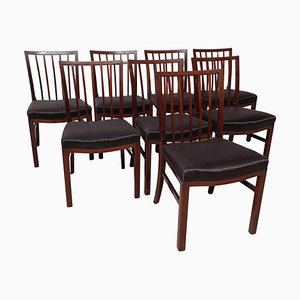 Restored Mahogany Dining Chairs with Horse Hair Upholstery, 1950s, Set of 8-VVO-1999549