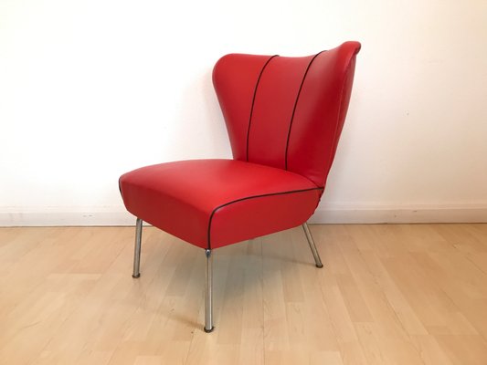 Restored Tubular Metal & Leatherette Ear Chair from Drabert-IRY-1220563