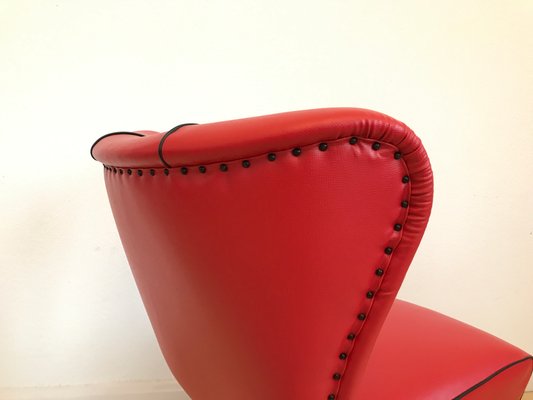 Restored Tubular Metal & Leatherette Ear Chair from Drabert-IRY-1220563