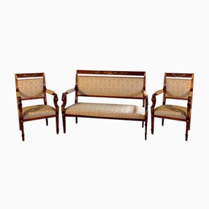 Return of Egypt Living Room Set in Mahogany, Set of 3-RVK-1105523