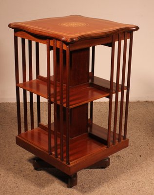 Revolving Bookcase in Mahogany and Inlays, 19th Century-HPU-1765906