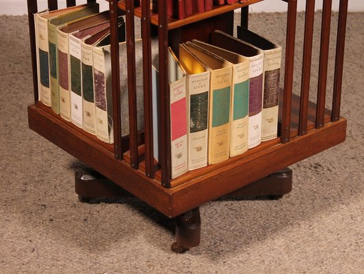 Revolving Bookcase in Mahogany and Inlays, 19th Century-HPU-1765906