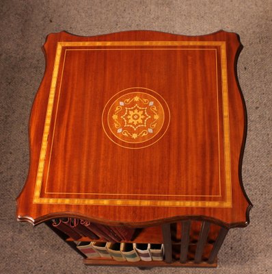 Revolving Bookcase in Mahogany and Inlays, 19th Century-HPU-1765906