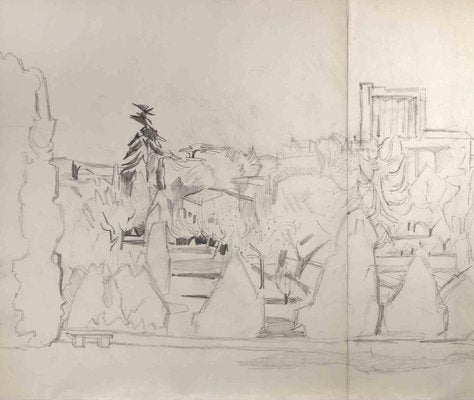 Reynold Arnould, Landscape, Pencil Drawing, Mid-20th Century-ZCI-1788627