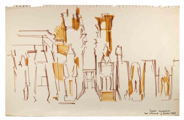 Reynold Arnould, View of Luxor, Marker Drawing, 1967-ZCI-1775755