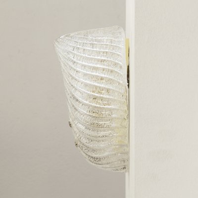 Ribbed and Grit Pure Transparent Wall-Mounted Glass Lamps, 1960s, Set of 2-MPO-1148528