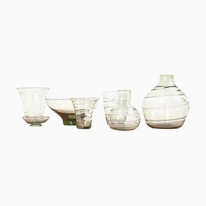 Ribbon-Trailed Glass Vases and Bowls by Barnaby Powell for Whitefriars, 1930s, Set of 7-SFD-728508