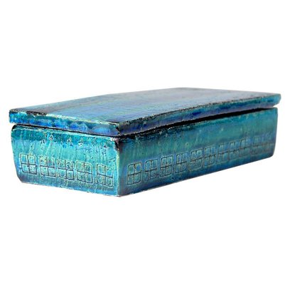 Rimini Blue and Green Bitossi Ceramic Lidded Box, 1960s-GIW-741403