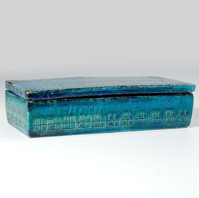 Rimini Blue and Green Bitossi Ceramic Lidded Box, 1960s-GIW-741403