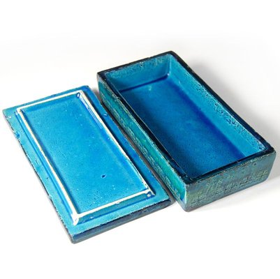 Rimini Blue and Green Bitossi Ceramic Lidded Box, 1960s-GIW-741403