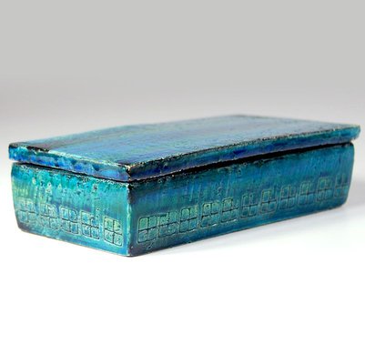 Rimini Blue and Green Bitossi Ceramic Lidded Box, 1960s-GIW-741403