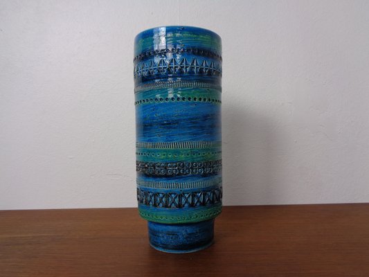 Rimini Blue Ceramic 711/25 Vase by Aldo Londi for Bitossi, 1960s-RDW-2027962