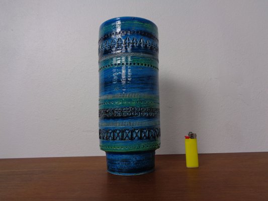 Rimini Blue Ceramic 711/25 Vase by Aldo Londi for Bitossi, 1960s-RDW-2027962