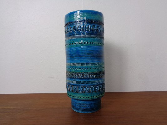 Rimini Blue Ceramic 711/25 Vase by Aldo Londi for Bitossi, 1960s-RDW-2027962