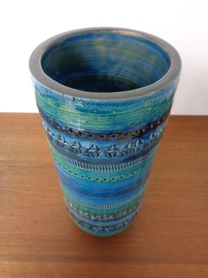 Rimini Blue Ceramic 711/25 Vase by Aldo Londi for Bitossi, 1960s-RDW-2027962