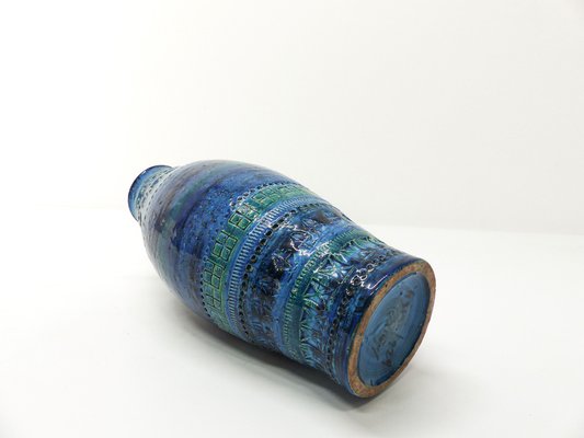 Rimini Blue Ceramic Vase attributed to Aldo Londi for Bitossi, 1960s-DQG-1729067