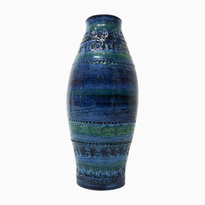 Rimini Blue Ceramic Vase attributed to Aldo Londi for Bitossi, 1960s-DQG-1729067