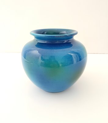 Rimini Blue Ceramic Vase by Aldo Londi for Bitossi and Italica Ars, Italy, 1970s-JPQ-2034813