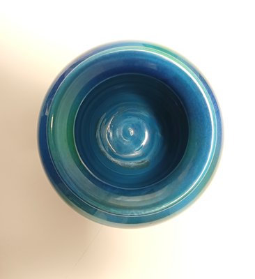 Rimini Blue Ceramic Vase by Aldo Londi for Bitossi and Italica Ars, Italy, 1970s-JPQ-2034813