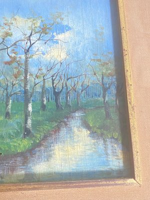 River and Trees, Early 20th Century, Oil Painting, Framed-UR-1780821