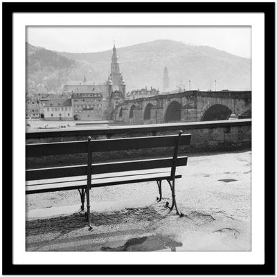 River Neckar, Old Bridge, Church, Heidelberg Germany 1936, Printed 2021-DYV-990666