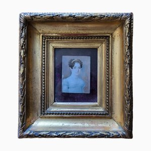 Rivero Fecit, Antique Portrait of a Young European Lady, 1800s, Watercolor, Framed-TCS-1373167